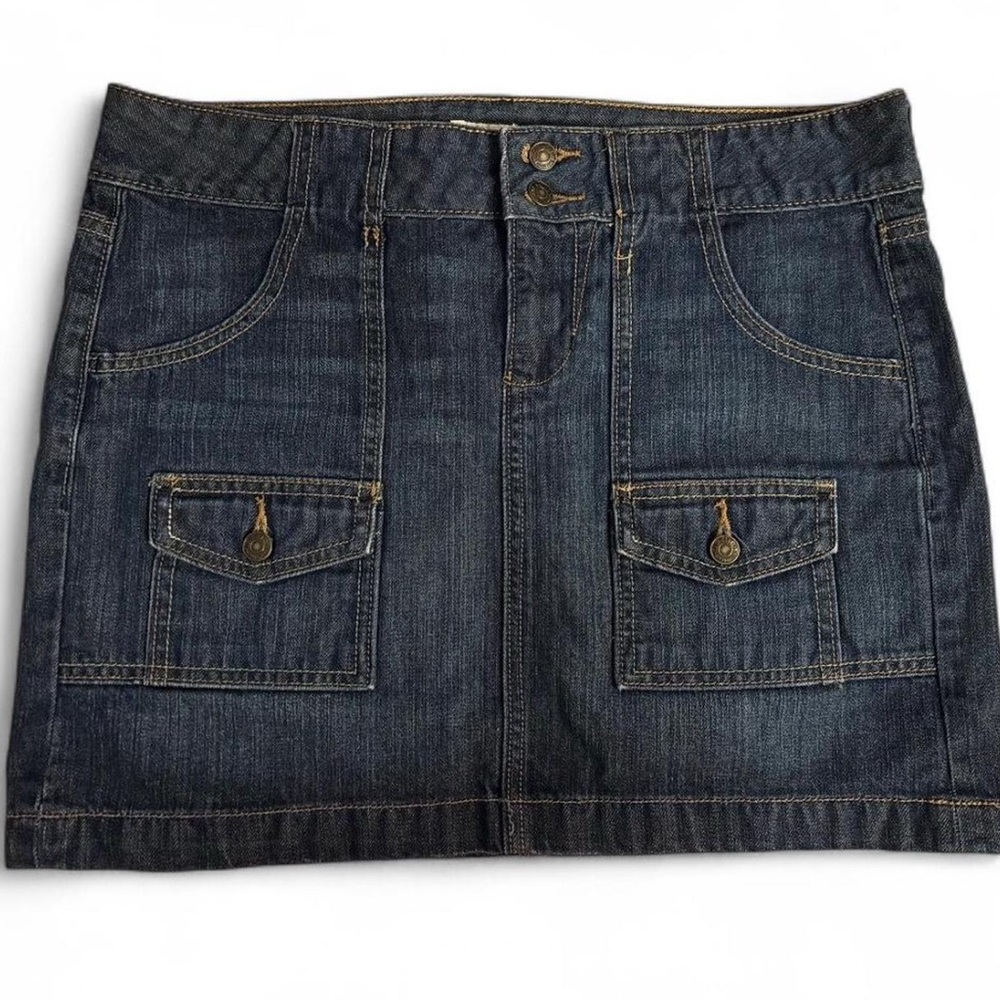 Y2k Vintage Flap Pocket Denim Mini Skirt